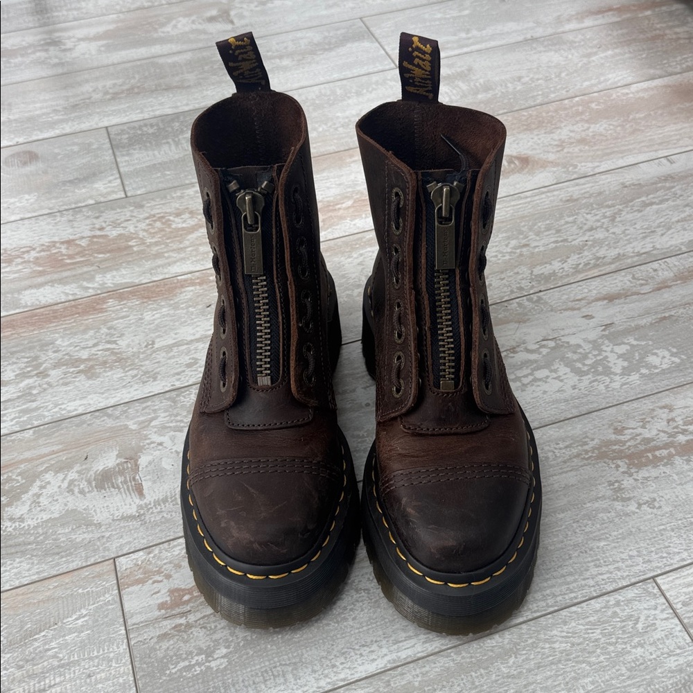 Dr. Martens SINCLAIR Crazy Horse Leather Platform Boots Dark Brown - Picture 5 of 10